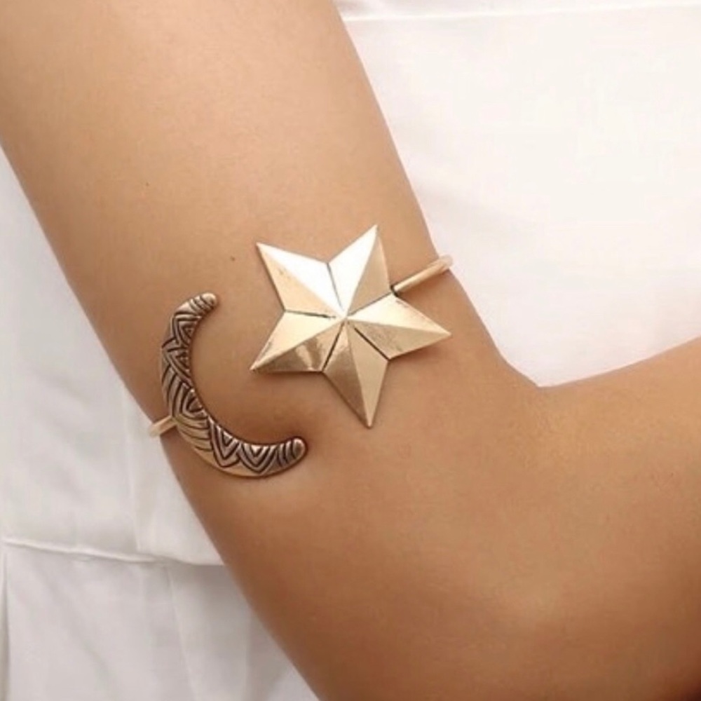 Gold Moon and Star Arm Cuff